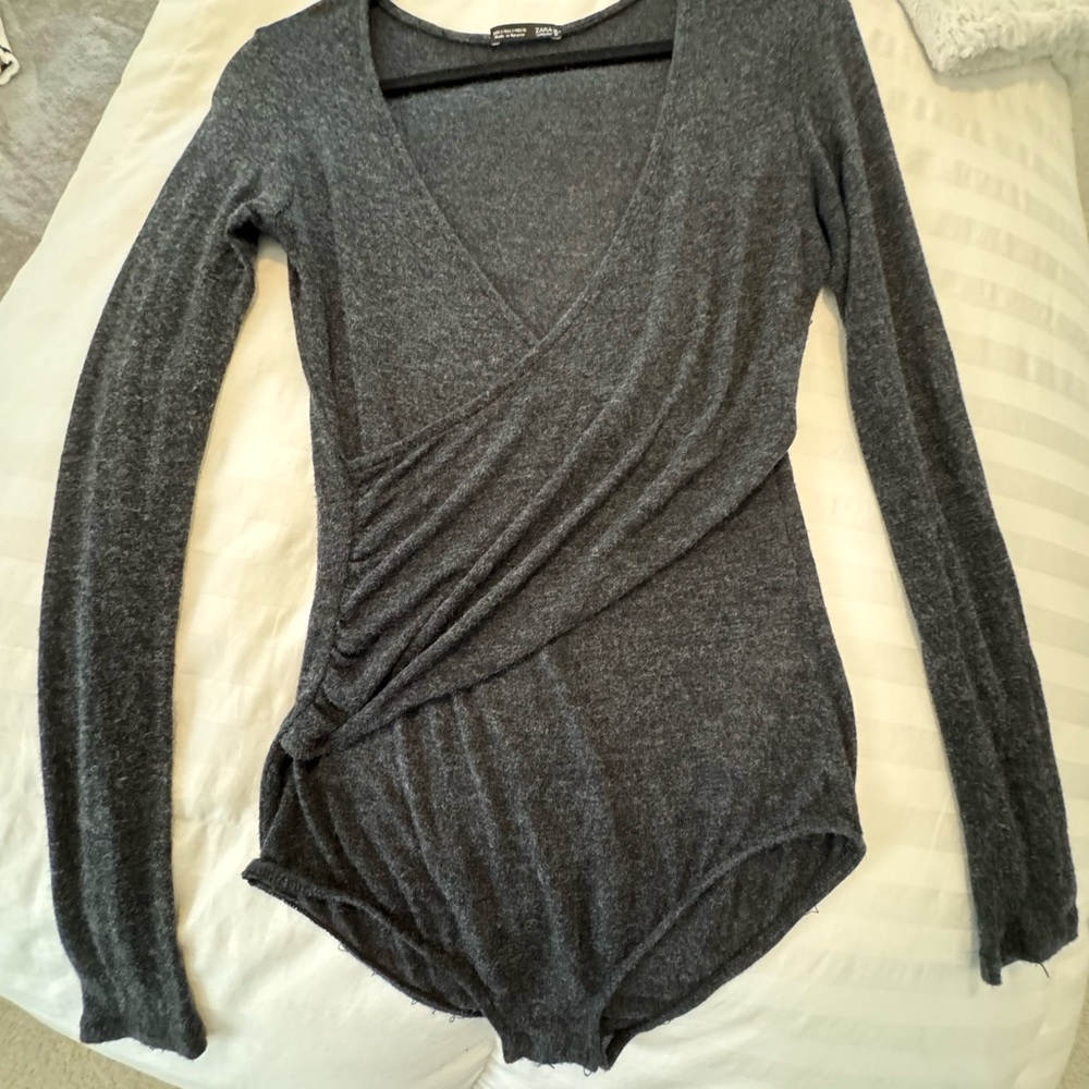 Zara Charcoal Long Sleeve Top